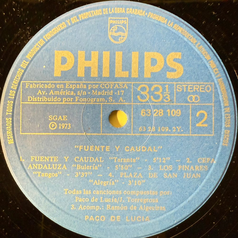 Paco De Lucia ‎– Fuente Y Caudal (Испания 1975г.)