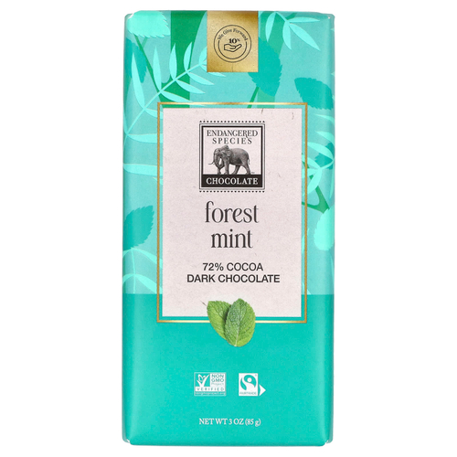 Endangered Species Chocolate, лесная мята + черный шоколад, 72% какао, 85 г (3 унции)