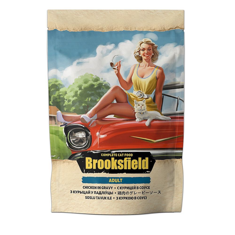 Влажный корм BROOKSFIELD Adult Cat Chicken для кошек с курицей в соусе, пауч 85г Влажный корм BROOKSFIELD Adult Cat Chicken для кошек с курицей в соусе, пауч 85г