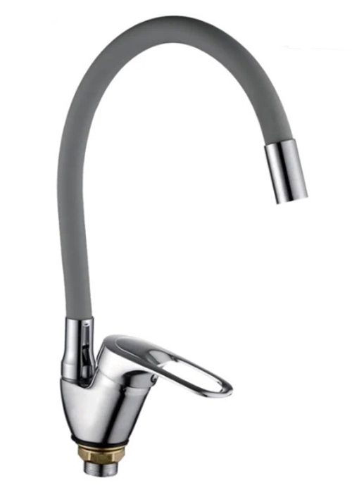 R3193FE-5 Кух. смеситель с 2-мя режимом излив гибкий силикон серый.