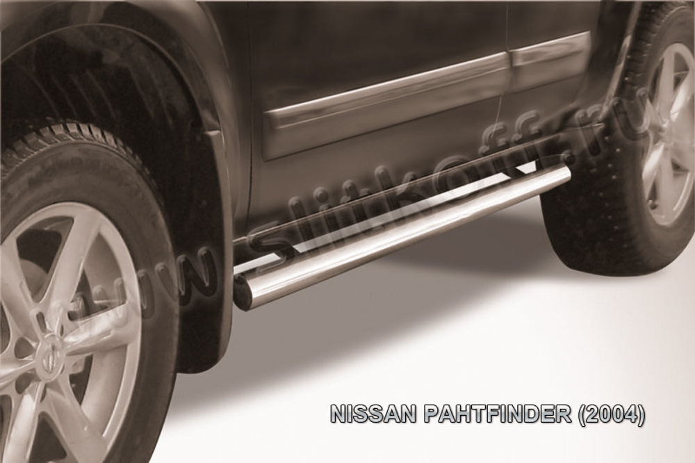 Пороги из нержавейки Nissan Pathfinder R51 (2004-2010) d76 труба