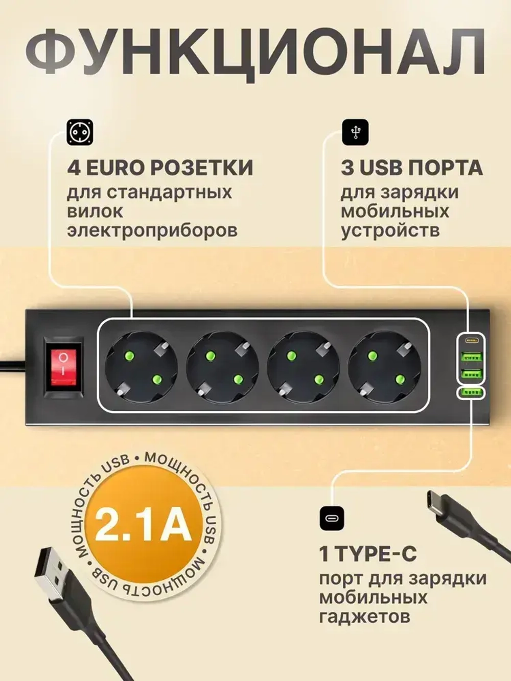 Удлинитель сетевой 5 метров