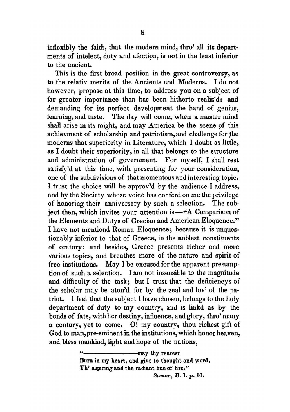 Oration on the comparativ elements and dutys of Grecian and American eloquence | T.S. Grimké