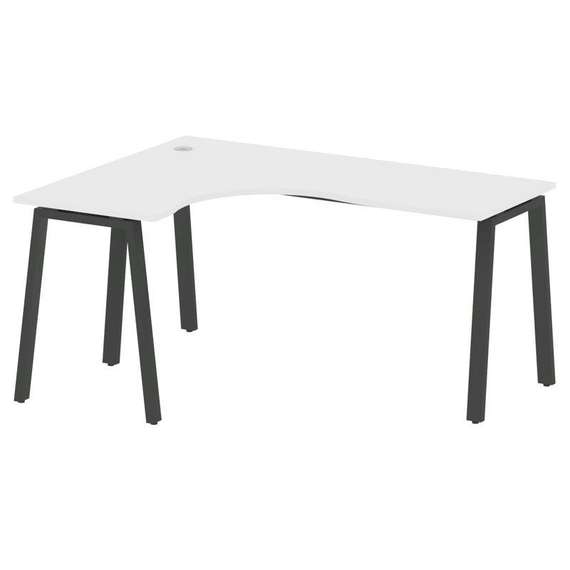 Metal System Стол криволинейный левый на А-образном м/к БА.СА-4 (L) Белый/Металл Антрацит 1600*1200*