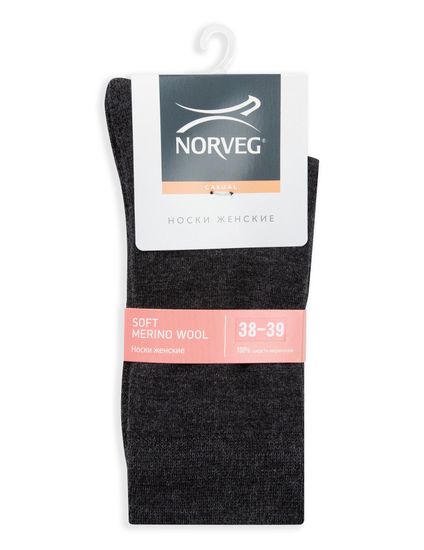 Термоноски женские Norveg Soft Merino Wool 9SMWWRU-041,тёмно-серый меланж