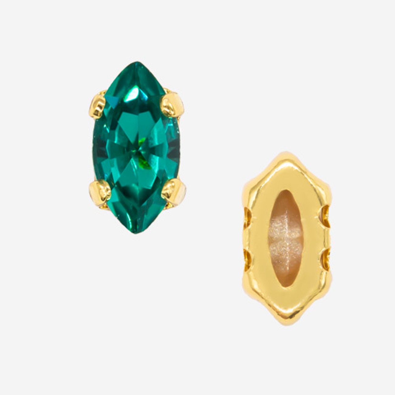 Кристалл Маркиз (Marquise Fancy Stone) в цапах, оттенок "Голубой Циркон"/"Blue Zircon", 8*4мм, позолота