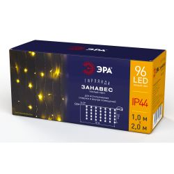 Светодиодная новогодняя гирлянда ЭРА ENOZ-2B Занавес уличная 2 м*2 м желтая 96 LED