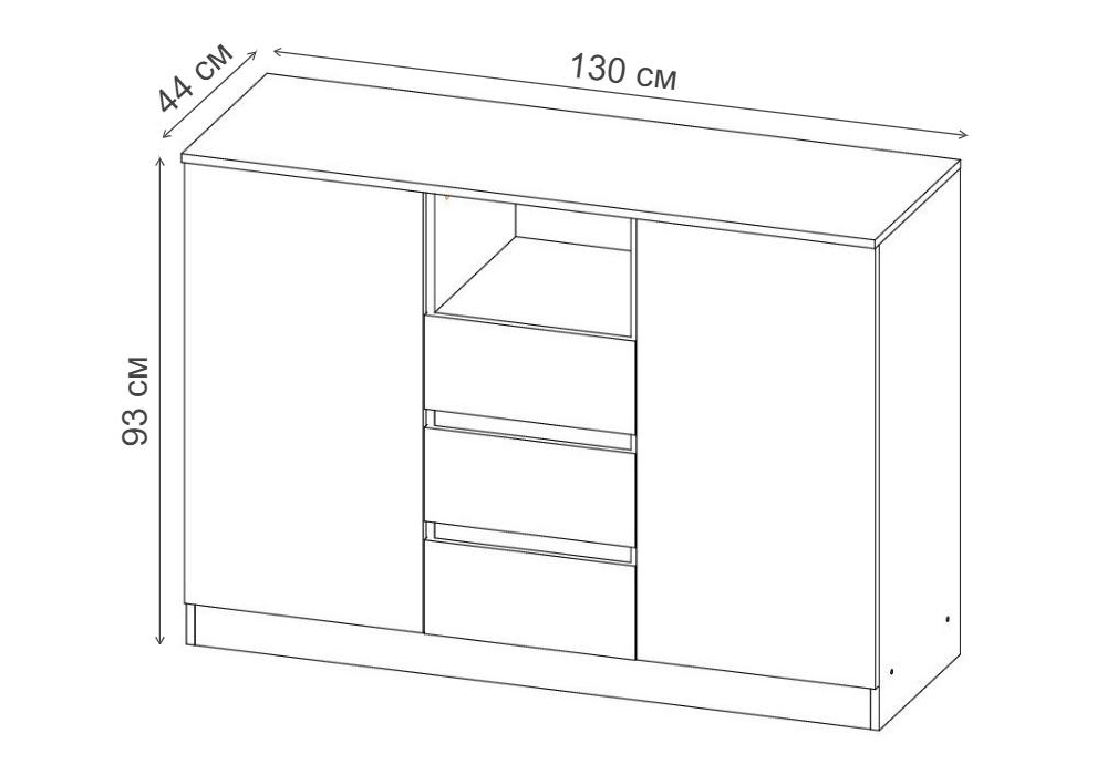 Комод Woodville Маллоу-2 дуб вотан, графит софт