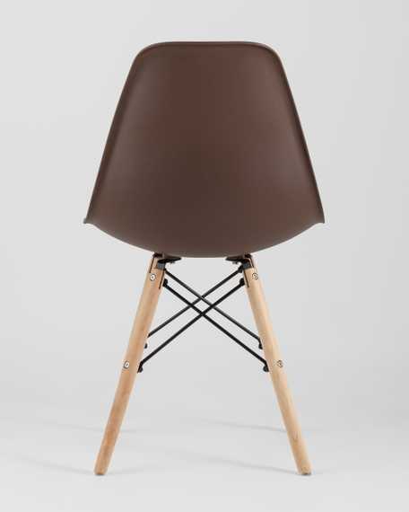 Eames Style DSW коричневый пластик, стальной каркас, натуральный массив бука