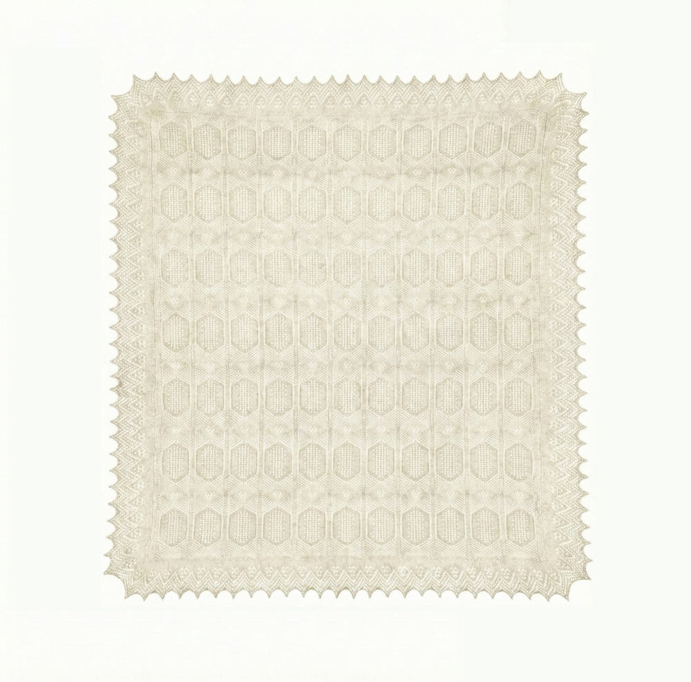 Платок "Северные узоры" из ультрамягкого оренпуха - Экрю