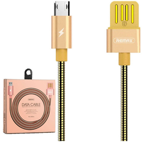 Кабель USB - MicroUSB Remax RC-080m (оплетка металл) Розовый