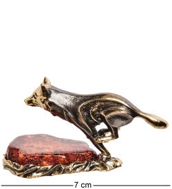 Народные промыслы AM-2808 Фигурка «Волк Охотник» (латунь, янтарь)