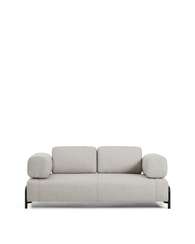 2-местный диван Compo серо-бежевого цвета с чёрным металлическим каркасом, 200 см