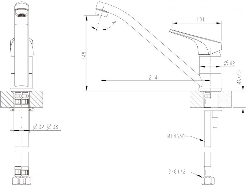 Смеситель для кухни Bravat Drop-D