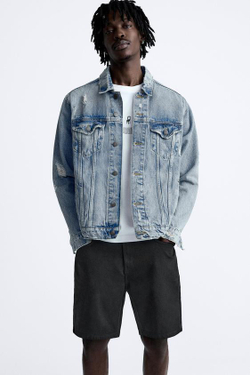 ZARA ЦВЕТНЫЕ ДЖИНСОВЫЕ ШОРТЫ, ЧЕРНЫЙ