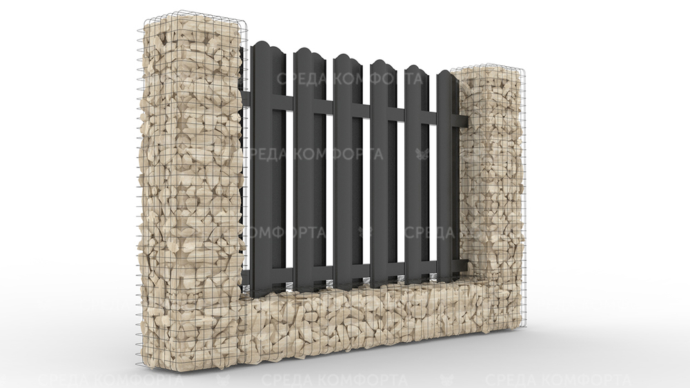 Забор из евроштакетника ZBR0045