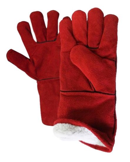 Краги спилковые "Трек" утепл. (красн)