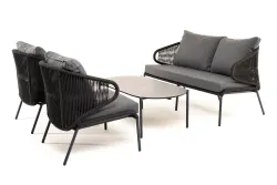 "Милан" лаунж-зона 4-местная плетеная из роупа (веревки), каркас алюминиевый темно-серый, роуп темно-серый