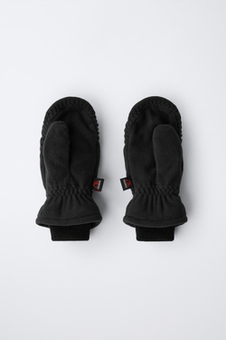 ZARA ФЛИСОВЫЕ ВАРЕЖКИ POLARTEC ®, ЧЕРНЫЙ