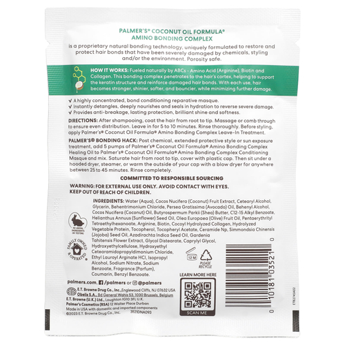 Palmer's, формула с кокосовым маслом и витамином Е, аминокислотный комплекс, укрепляющая и кондиционирующая маска, 60 г (2,1 унции)