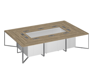 Стол 360 переговорный составной дуб гладстоун светлый (столешница, фасад, топ) / белый премиум (корпус)