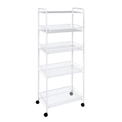 Этажерка "Ладья 35 КС" 4 полки + столешница на колесиках белый