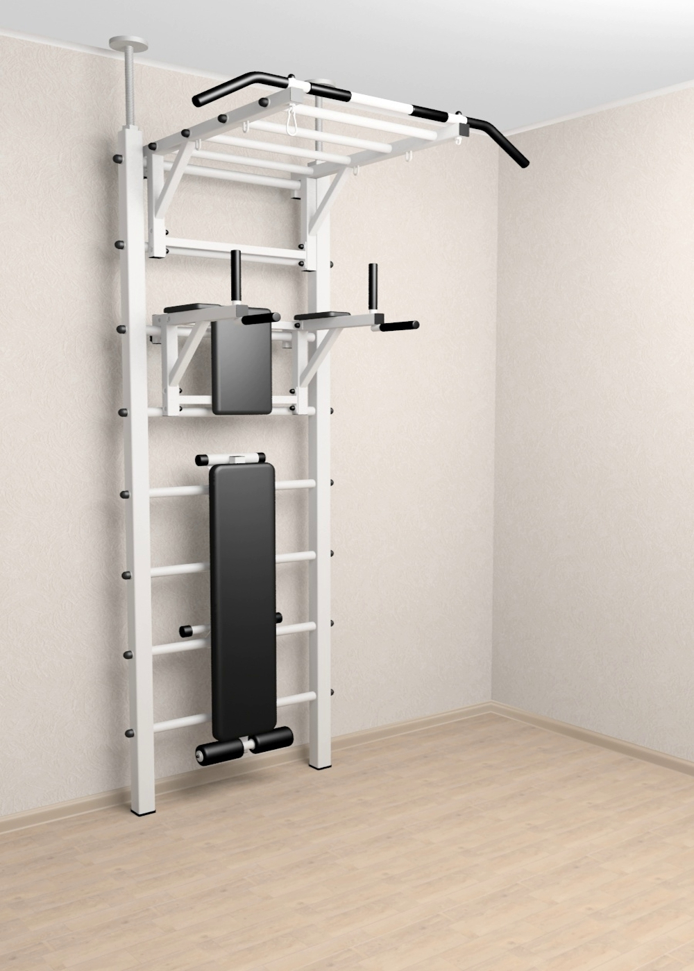 Шведская стенка Sv Sport враспор (Турник рукоход/Брусья/Скамья)