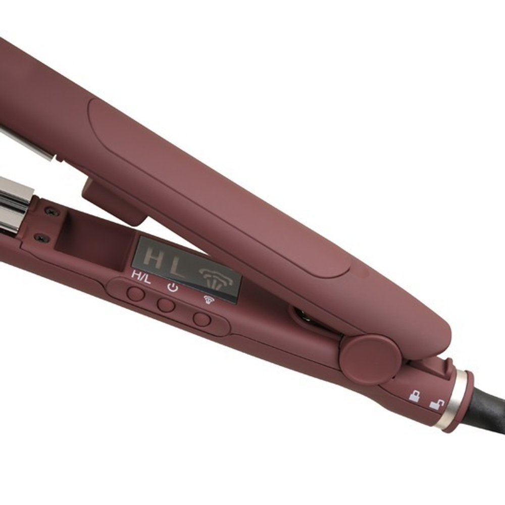 Утюжок Стим Титаниум паровой для выпрямления волос бордовый