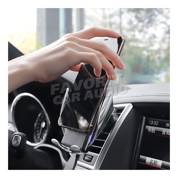 Держатель HOCO CA34 Elegant Silver бесп. зарядка