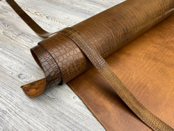 Ременная кожа Crocco Oliva Brown (3,2 мм+) цв. Коричнево-оливковый