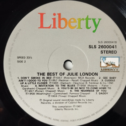 Винтажная виниловая пластинка LP The Best Of Julie London (UK 1984)