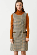 51427 Платье женское (пепельно-бежевый клетка 2)