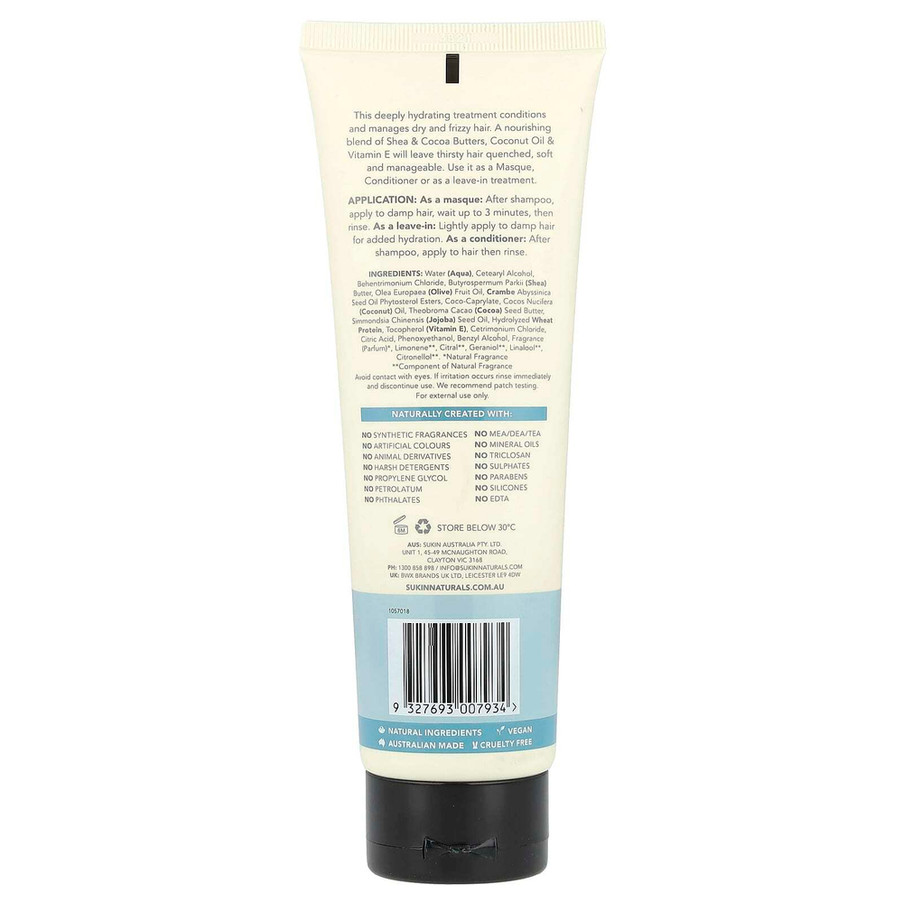 Sukin, Haircare, увлажняющая восстанавливающая маска для волос, для сухого типа волос, 200 мл (6,76 жидк. унции)