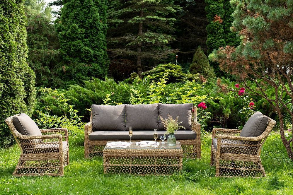 "Гранд Латте" лаунж-зона из искусственного ротанга, цвет соломенный