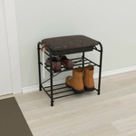 Подставка для обуви "Альфа 13" с сиденьем и ящиком, черная