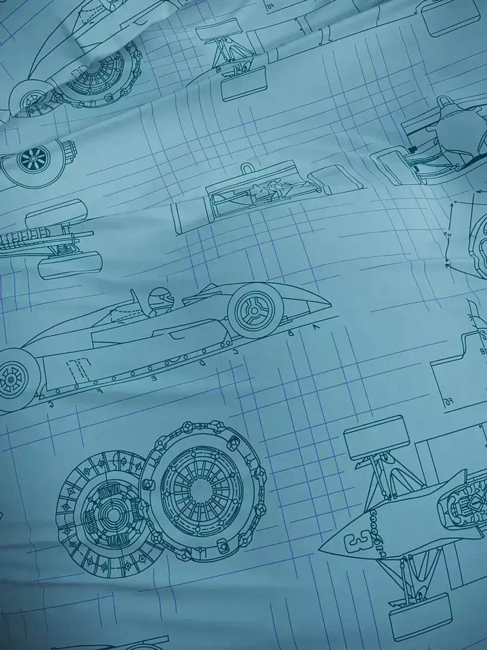 Наволочка комплект 2шт перкаль Сказка "Формула1" 70x70 см на молнии