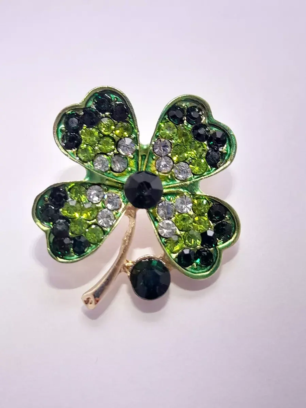 Брошь "Клевер зеленый"