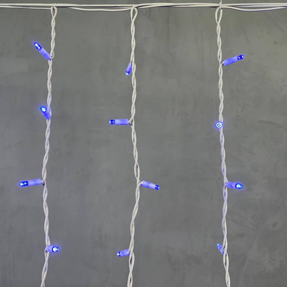 Светодиодная бахрома с колпачком 3,2*0,9 м., 168 синих LED ламп, каучуковый белый провод, LTC (LL168-8-2B)