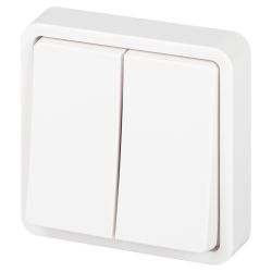 Выключатель ЭРА Эксперт 11-1524-01 двойной IP55 10АХ-250В СУ белый | Эра Эксперт