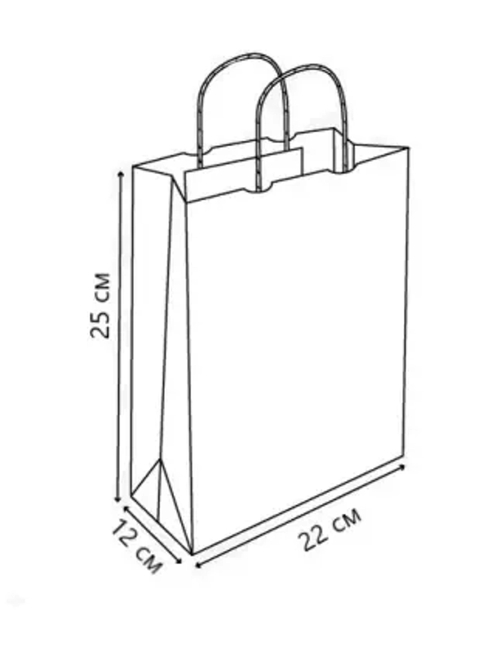 220*120*250 мм Бумажный пакет БЕЛЫЙ с кручеными ручками 250шт/кор.