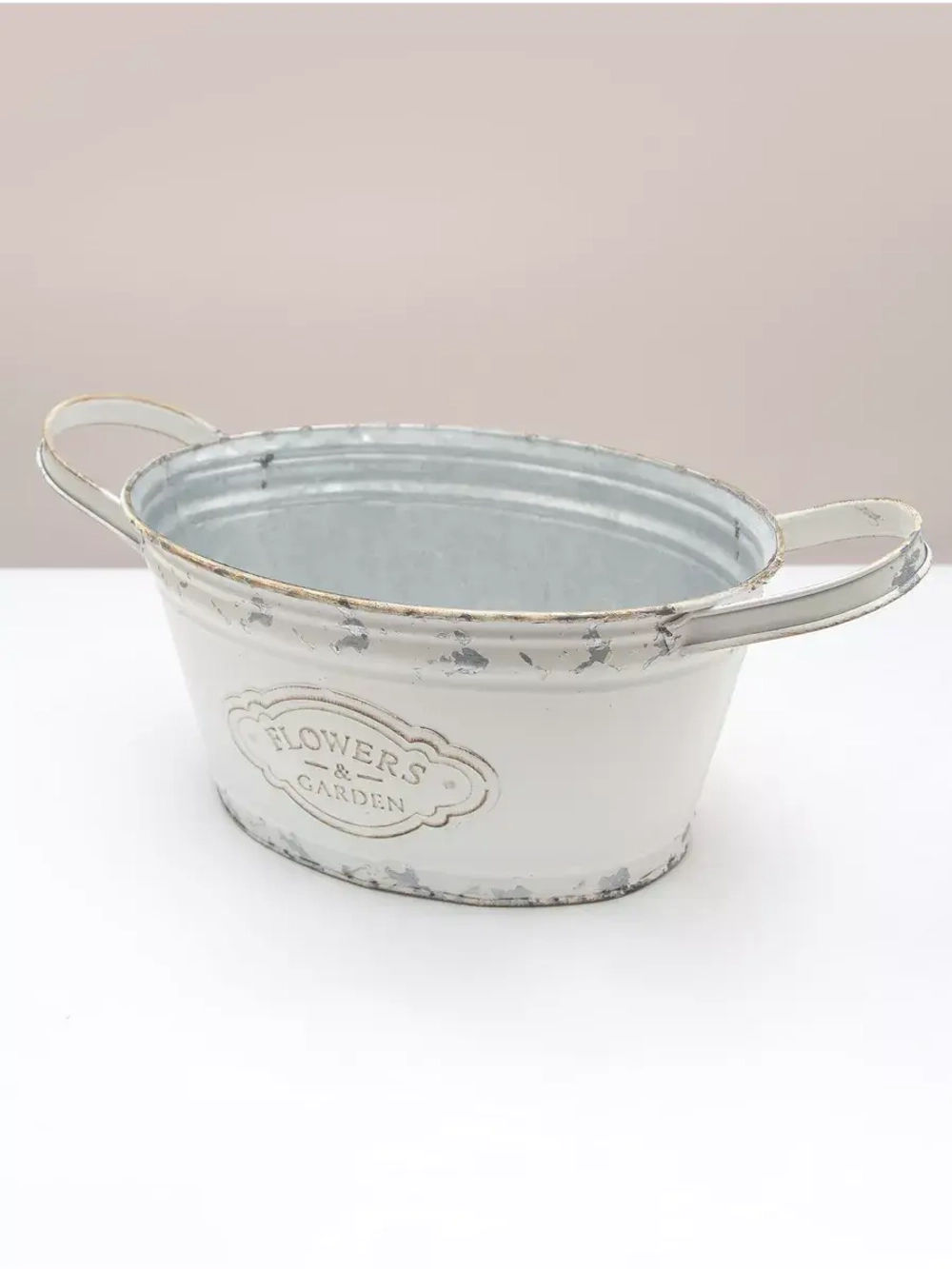 Винтажное металлическое овальное кашпо для растений 32*14 см