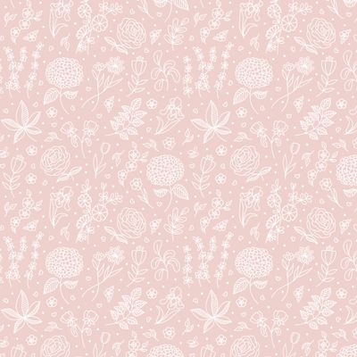 Белые цветы и листья на розовом