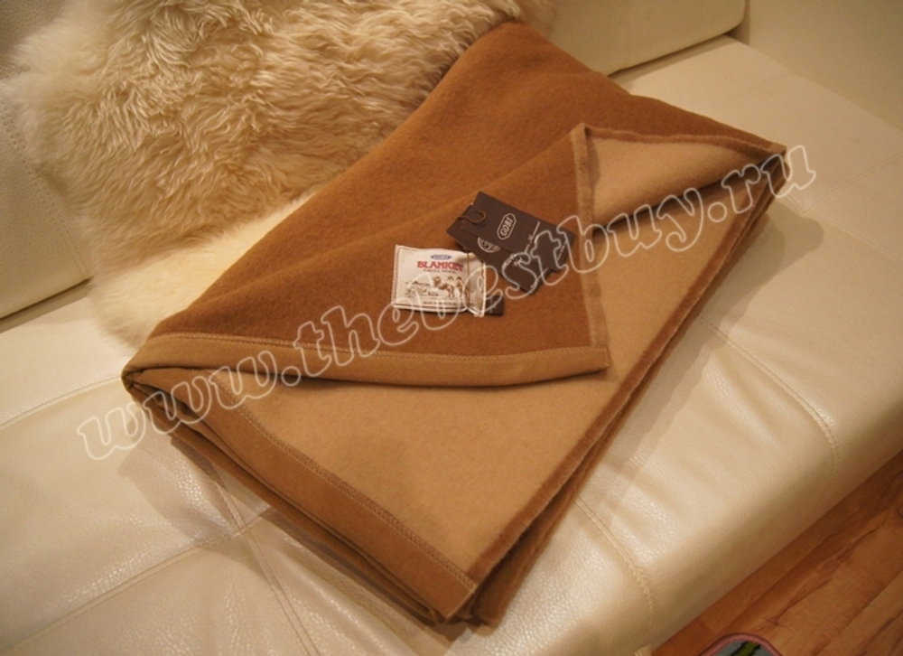 Одеяло тканое из 100% верблюжьей шерсти Gobi - 180x200  (шерстяное) (Арт.  B00cl01) - камел/бежевое (2-х стороннее)
