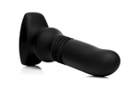 Черный фрикционный вибратор Silicone Vibrating & Thrusting Plug with Remote Control - 17,1 см.