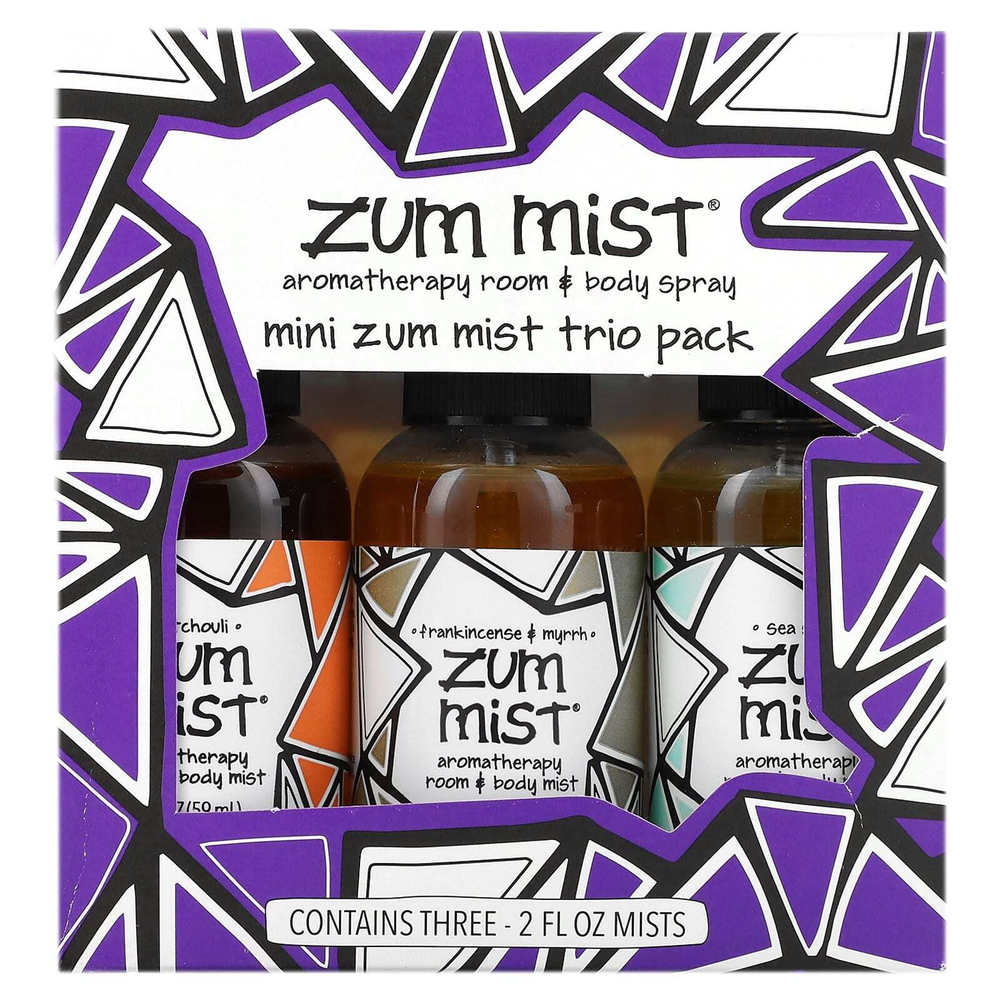 ZUM, Zum Mist, спрей для комнаты и тела для мини-ароматерапии, трио в упаковке, 3 шт., По 59 мл (2 жидк. унц.)