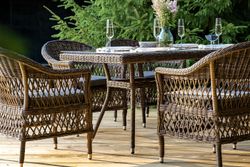 "Амароне" обеденная группа из искусственного ротанга на 6 персон, цвет коричневый