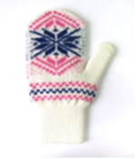 Варежки "Сияние" молочный/синий/розовый р.16, 1 шт.