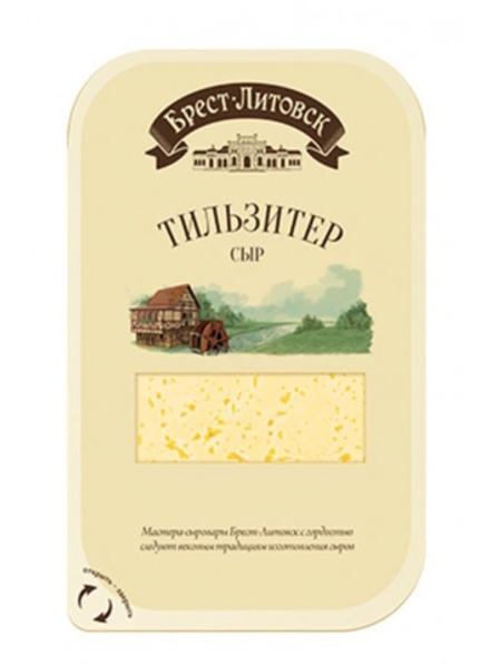Сыр "Брест-Литовск Тильзитер" 45% 130г. нарезка Савушкин