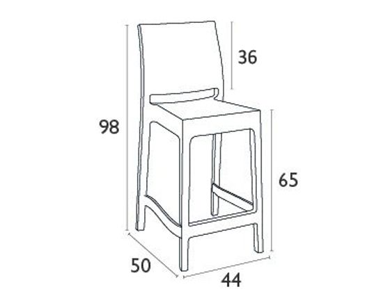 Стул пластиковый полубарный Maya Bar 65 черный