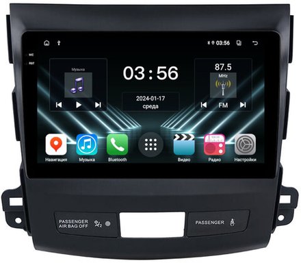 Магнитола для Mitsubishi Outlander XL, Peugeot 4007, Citroen C-Crosser - FarCar DX056M монитор 9.5" IPS на Android 13, 4+64Гб, CarPlay